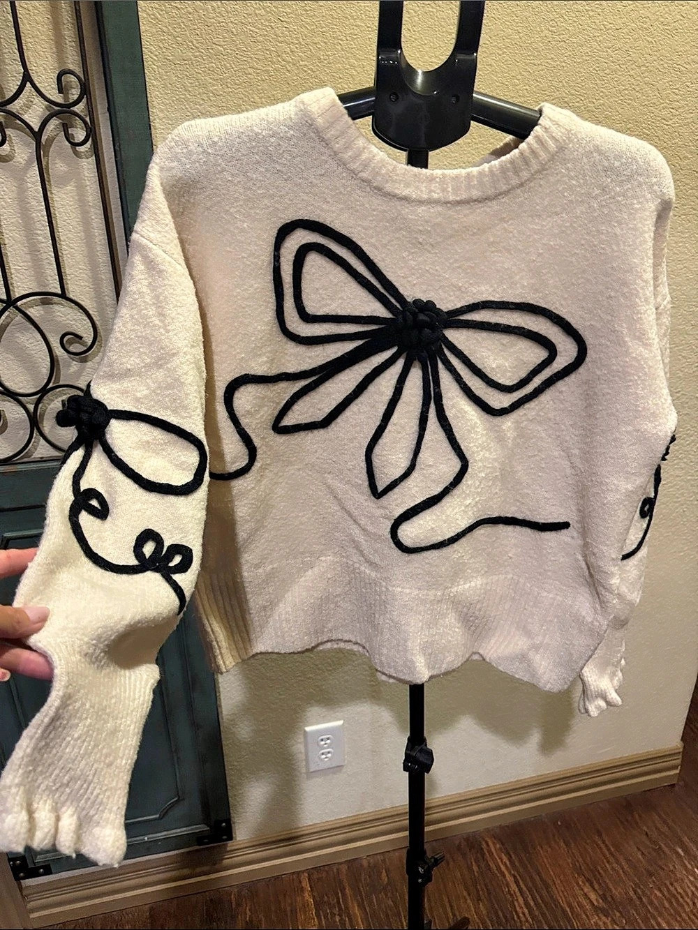 Altar’d State Cream & Black Embroidered Sweater